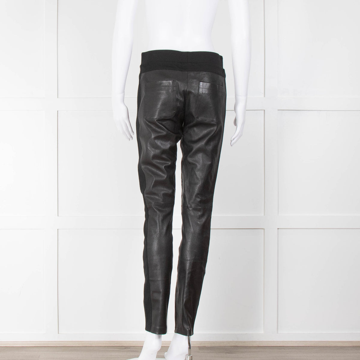 Vince Black Leather & Fabric Leggings