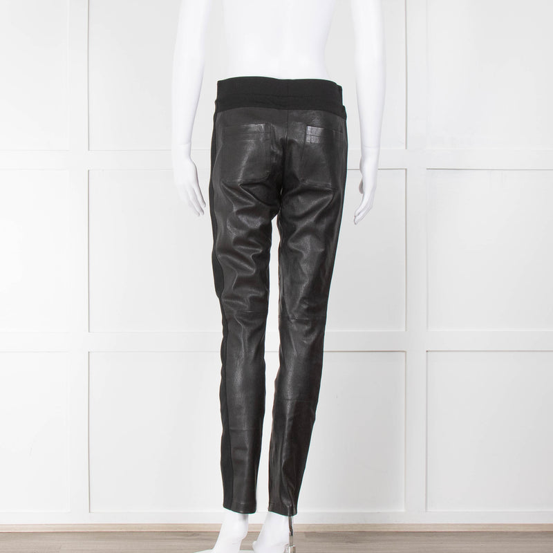 Vince Black Leather & Fabric Leggings