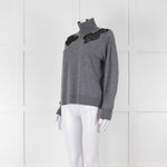Sandro Grey Turtleneck Jumper with Lace Inserts
