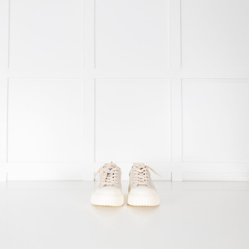 Hogan Cream Canvas H-Stripes Trainers