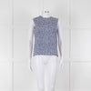 S Max Mara White Blue Cotton Sleeveless Top