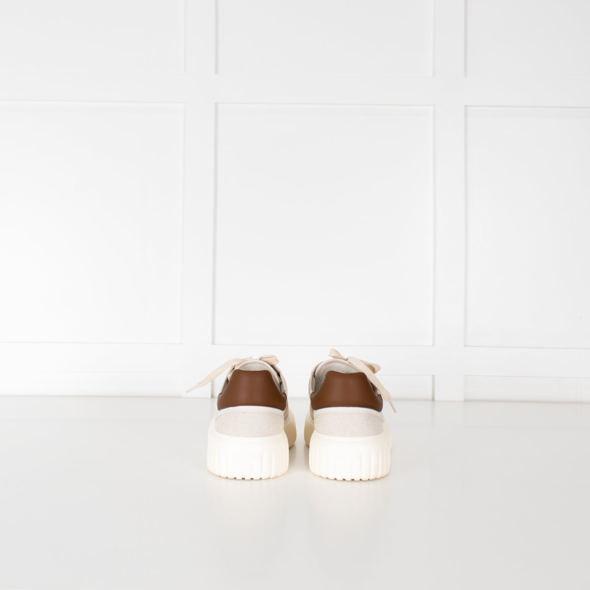 Hogan Cream Canvas H-Stripes Trainers