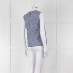 S Max Mara White Blue Cotton Sleeveless Top
