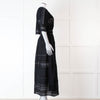 LoveShackFancy Black Cotton Lace Trim Button Up Maxi Dress