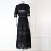 LoveShackFancy Black Cotton Lace Trim Button Up Maxi Dress