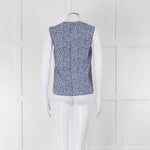 S Max Mara White Blue Cotton Sleeveless Top