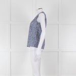 S Max Mara White Blue Cotton Sleeveless Top