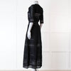 LoveShackFancy Black Cotton Lace Trim Button Up Maxi Dress