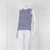S Max Mara White Blue Cotton Sleeveless Top
