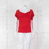 Max Mara Red Cowl Neck Short Sleeve Top