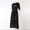 LoveShackFancy Black Cotton Lace Trim Button Up Maxi Dress