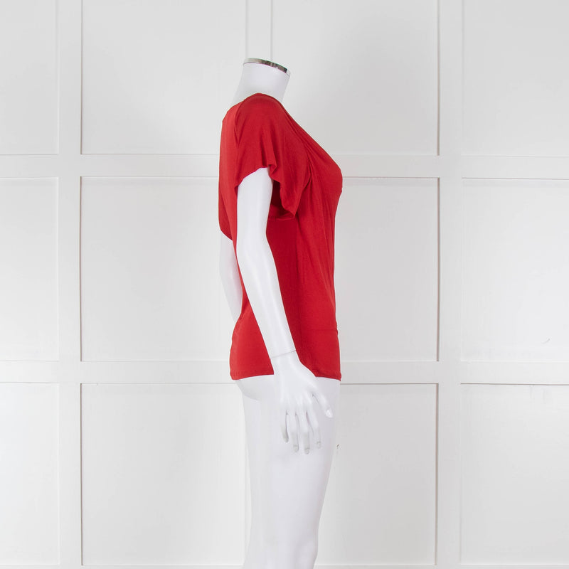 Max Mara Red Cowl Neck Short Sleeve Top