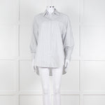 Second Female White Blue Double Pinstripe Long Sleeve Shirt