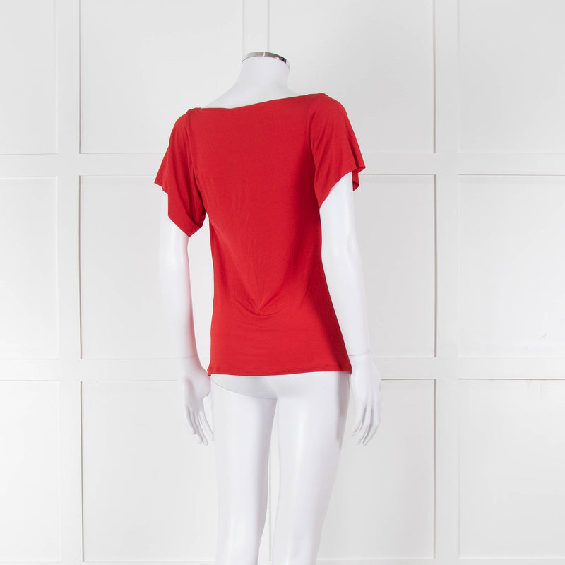 Max Mara Red Cowl Neck Short Sleeve Top