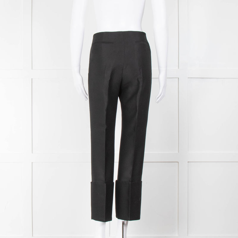 Celine Black Silk & Wool Mix Big Turn Up Trousers