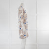 Diane von Furstenburg Blue and Taupe Patterned Silk Shift Dress