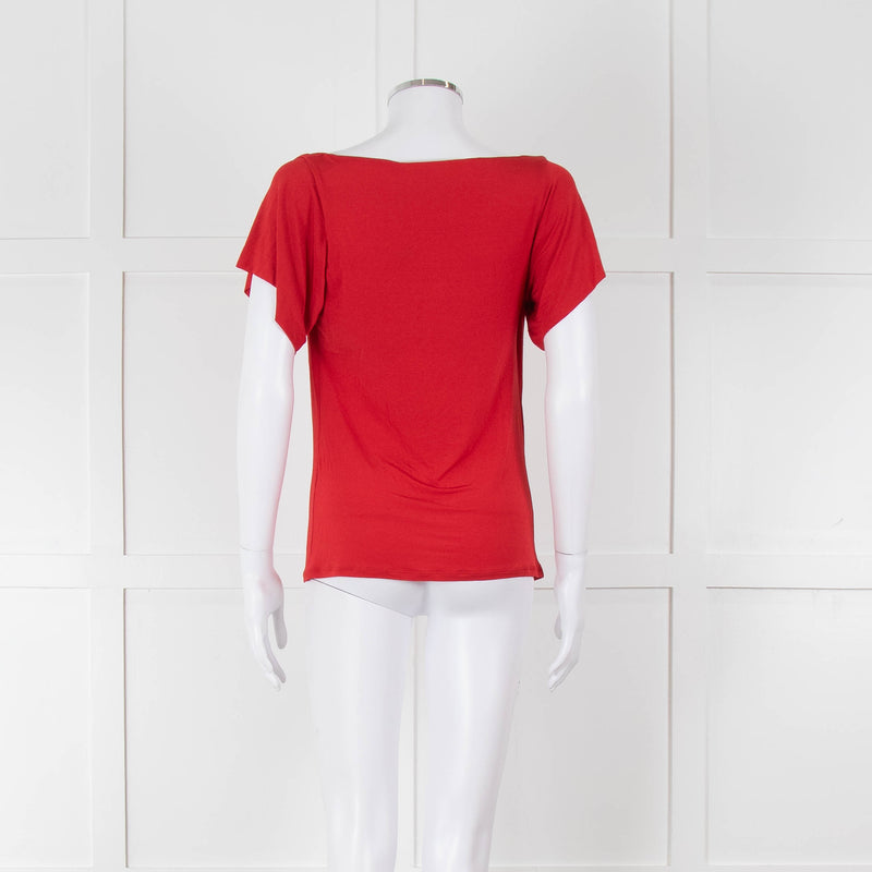 Max Mara Red Cowl Neck Short Sleeve Top