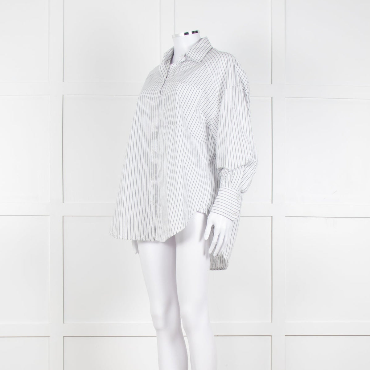 Second Female White Blue Double Pinstripe Long Sleeve Shirt