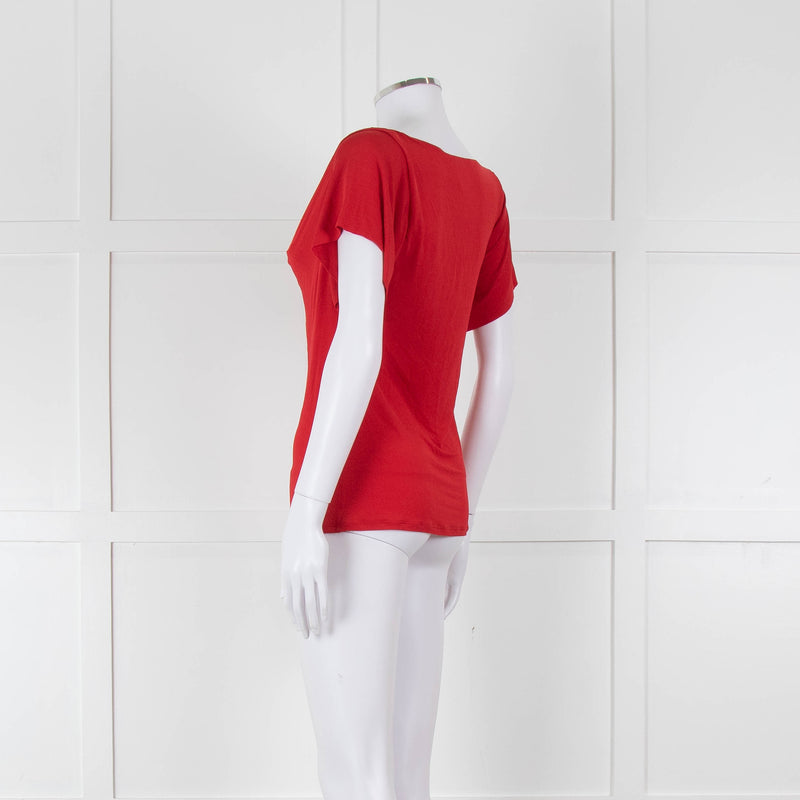 Max Mara Red Cowl Neck Short Sleeve Top