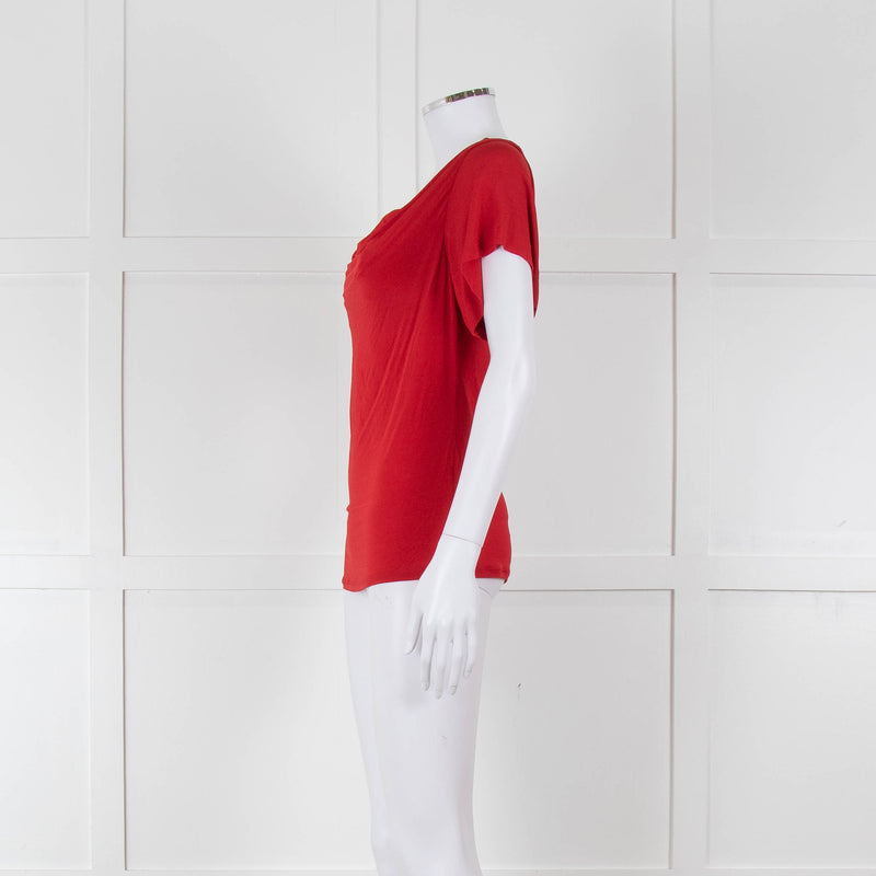 Max Mara Red Cowl Neck Short Sleeve Top