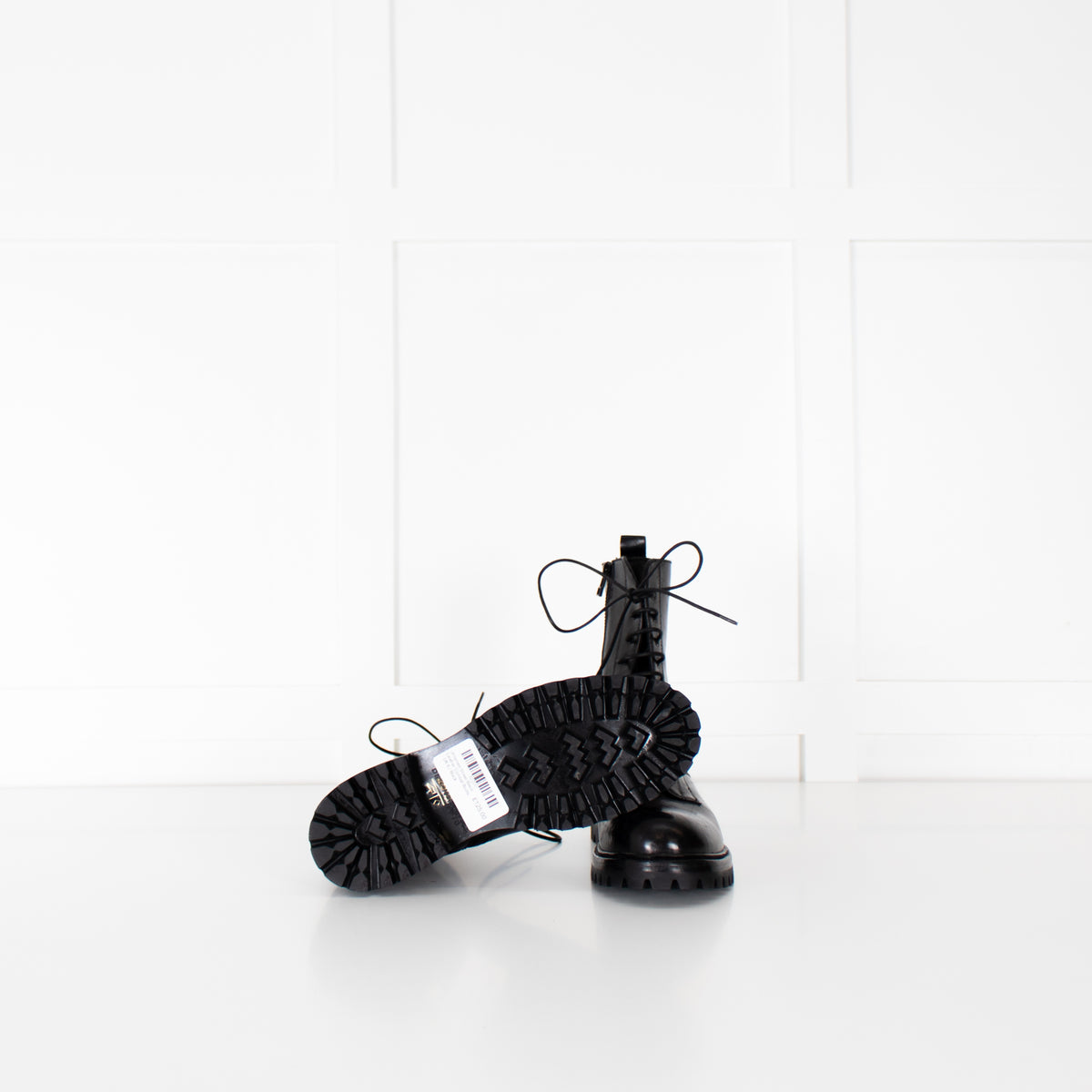 Untamed Street Black Leather Combat Boots