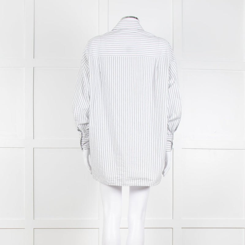 Second Female White Blue Double Pinstripe Long Sleeve Shirt