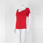 Max Mara Red Cowl Neck Short Sleeve Top