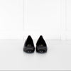 Chanel Black Quilted Block Heel Flats with Scallop Trim