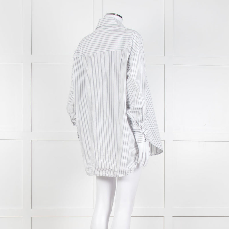 Second Female White Blue Double Pinstripe Long Sleeve Shirt
