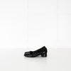 Chanel Black Quilted Block Heel Flats with Scallop Trim