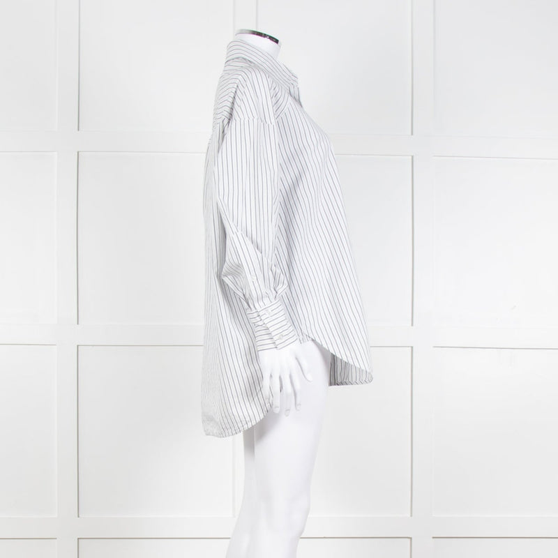 Second Female White Blue Double Pinstripe Long Sleeve Shirt