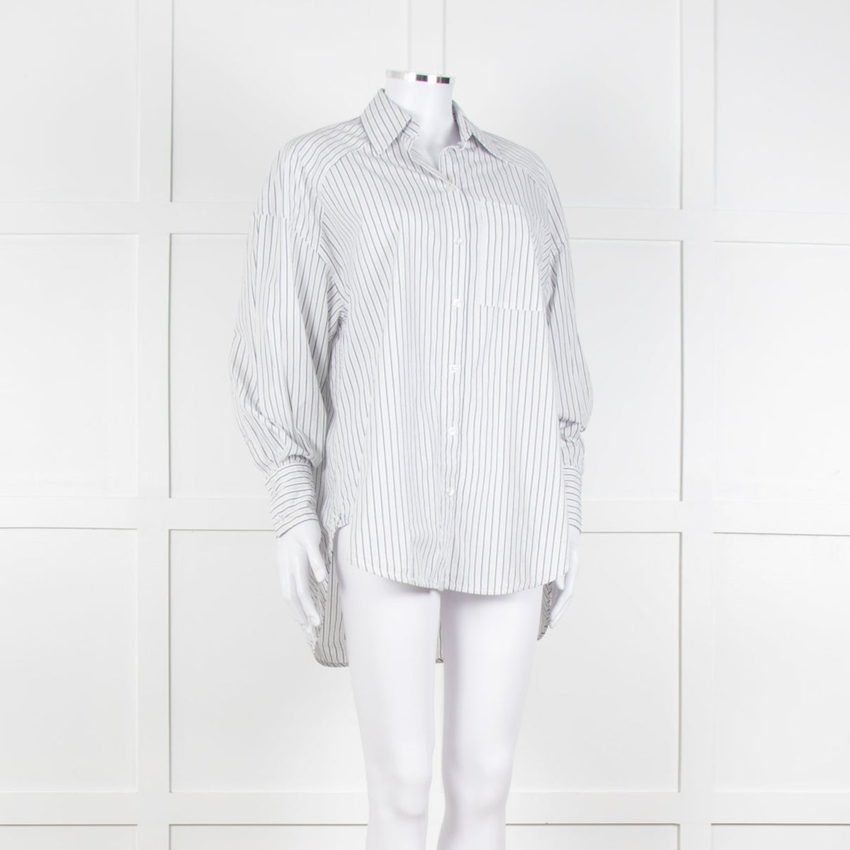 Second Female White Blue Double Pinstripe Long Sleeve Shirt