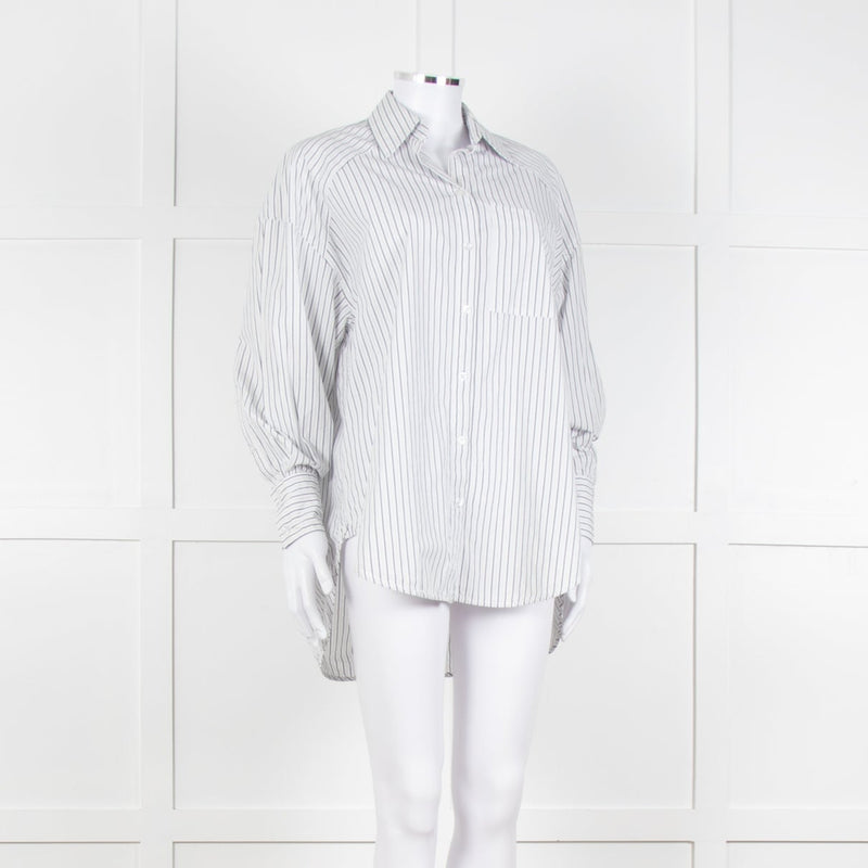 Second Female White Blue Double Pinstripe Long Sleeve Shirt