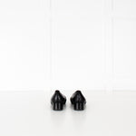 Chanel Black Quilted Block Heel Flats with Scallop Trim