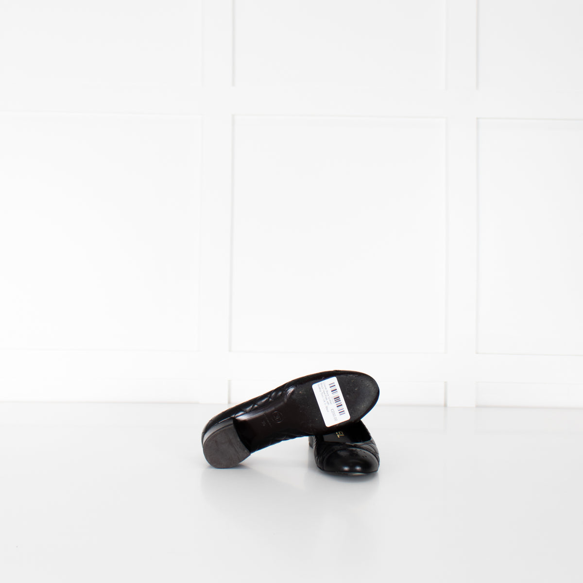 Chanel Black Quilted Block Heel Flats with Scallop Trim