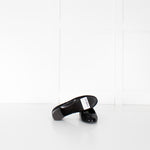 Chanel Black Quilted Block Heel Flats with Scallop Trim