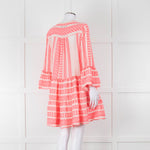 Devotion Twins White Neon Pink Tiered Short Kaftan