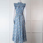 Me + Em White Blue Floral Cotton Sleeveless Maxi Dress
