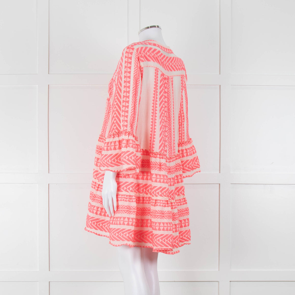 Devotion Twins White Neon Pink Tiered Short Kaftan