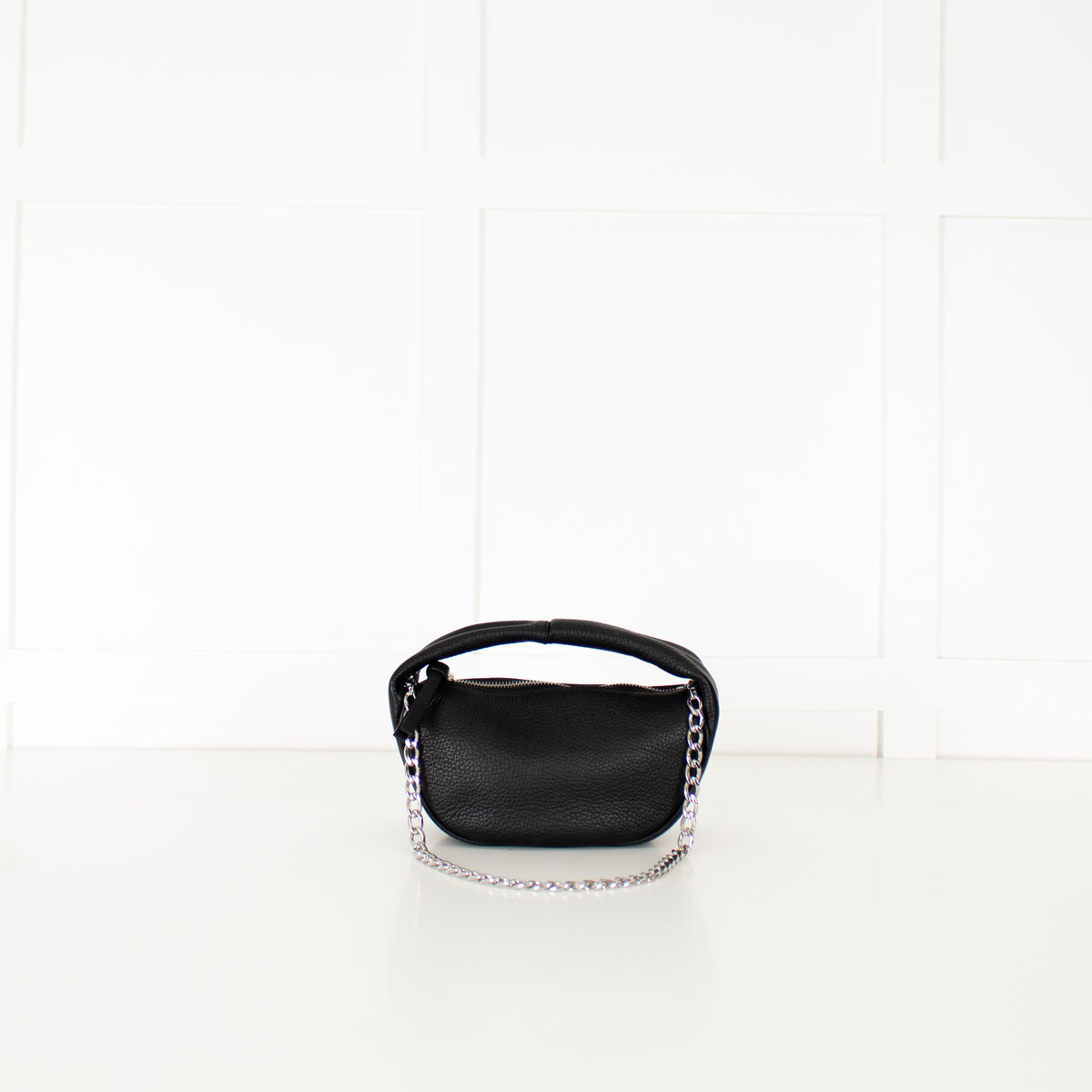 By Far Baby Cush Black Flat Grain Leather Handbag