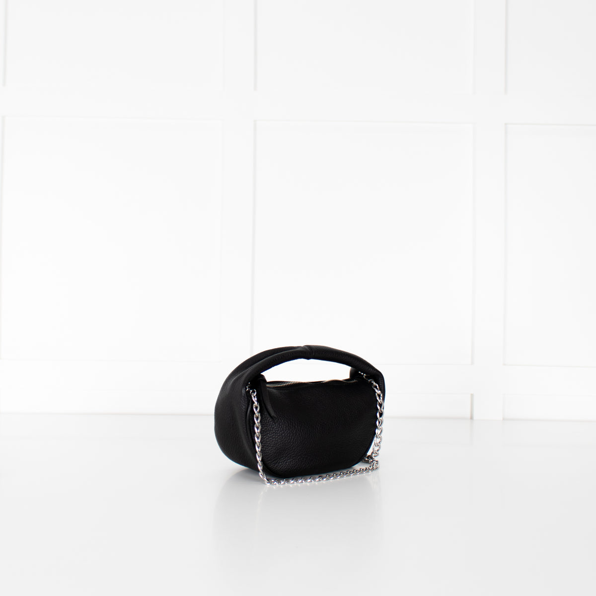 By Far Baby Cush Black Flat Grain Leather Handbag