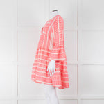 Devotion Twins White Neon Pink Tiered Short Kaftan