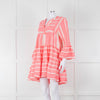 Devotion Twins White Neon Pink Tiered Short Kaftan
