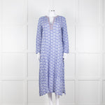 Le Sirenuse Blue and White Cheetah Block Print Dress