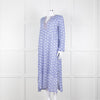 Le Sirenuse Blue and White Cheetah Block Print Dress