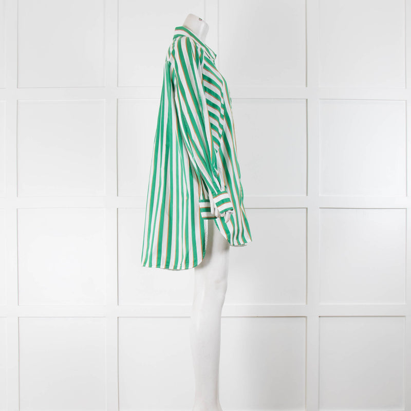 Lee Mathews Green White Striped Shirt