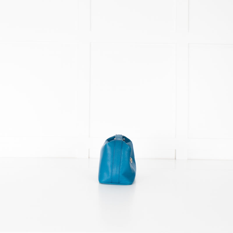Gianni Versace Teal Hand Held Top Zip Bag