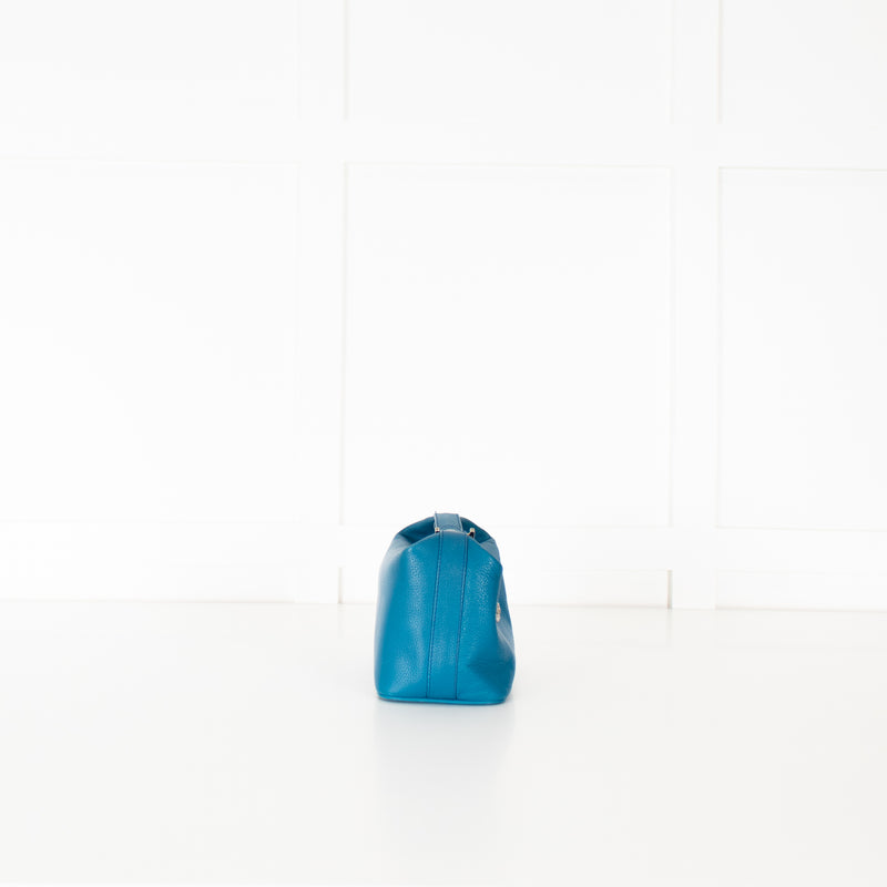 Gianni Versace Teal Hand Held Top Zip Bag