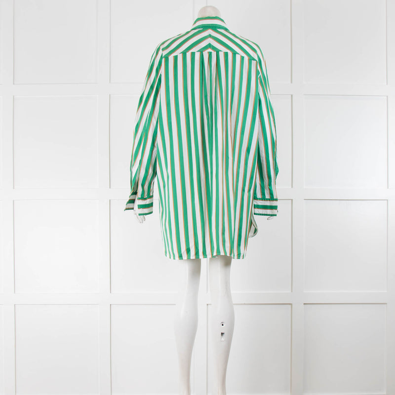 Lee Mathews Green White Striped Shirt