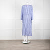 Le Sirenuse Blue and White Cheetah Block Print Dress